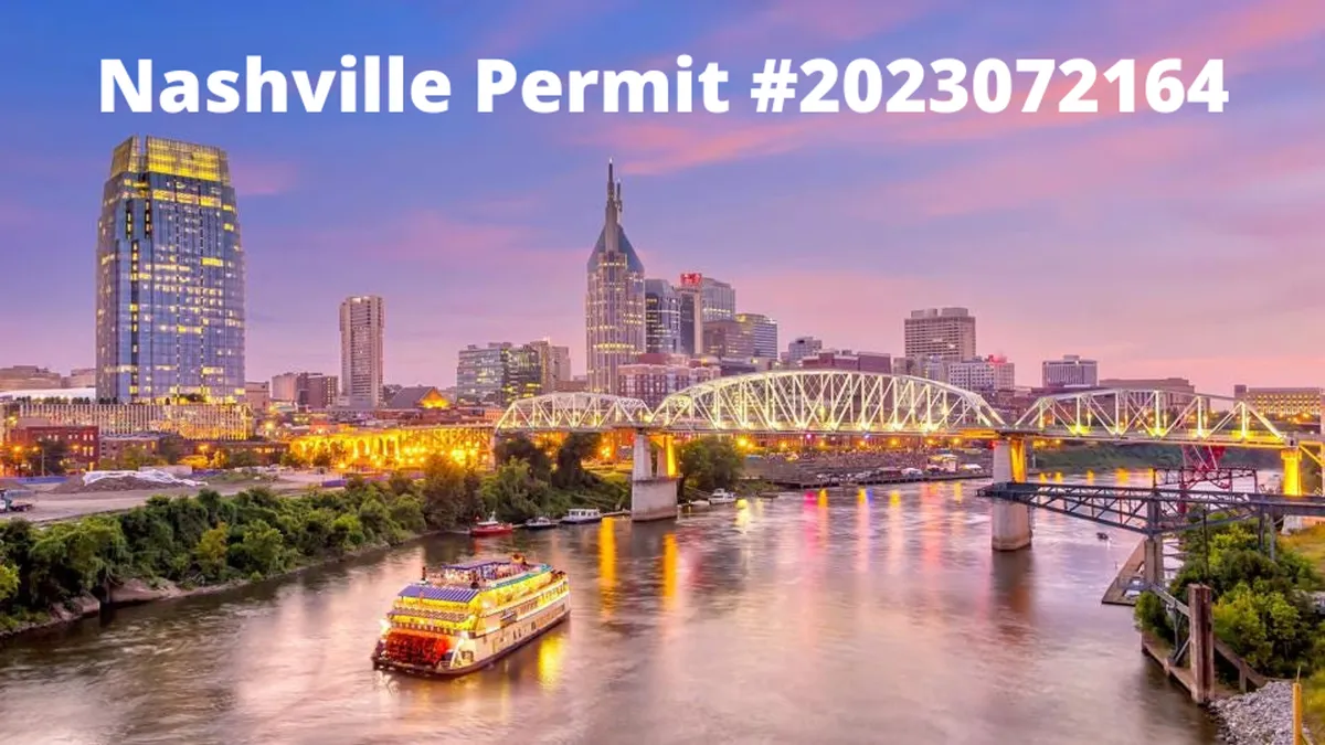 A picturesque view of the Nashville skyline at sunset, with the Cumberland River and bridges in the foreground. A riverboat glides along the water, adding to the sense of city exploration and scenic beauty.